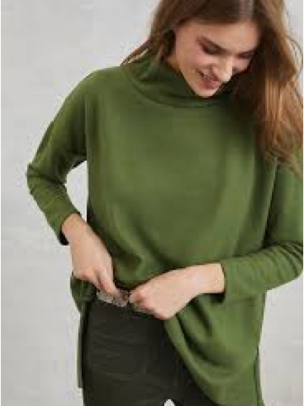 Anthropologie Theresa Tunic Top green ribbed texture, a mock or cowl xs